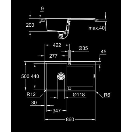 GROHE 31644AP0 - Композитна мивка K500 860 × 500 мм черна