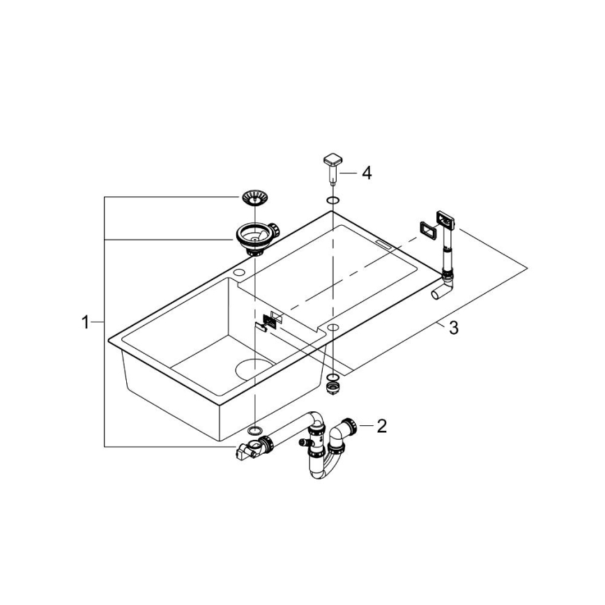 GROHE 31645AP0 - Мивка K500 1000 × 500 mm камък/черен