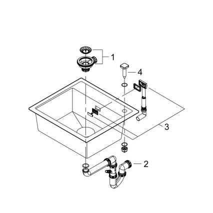 GROHE 31651AP0 - Кухненска гранитна мивка K700 560 × 510 mm, черна