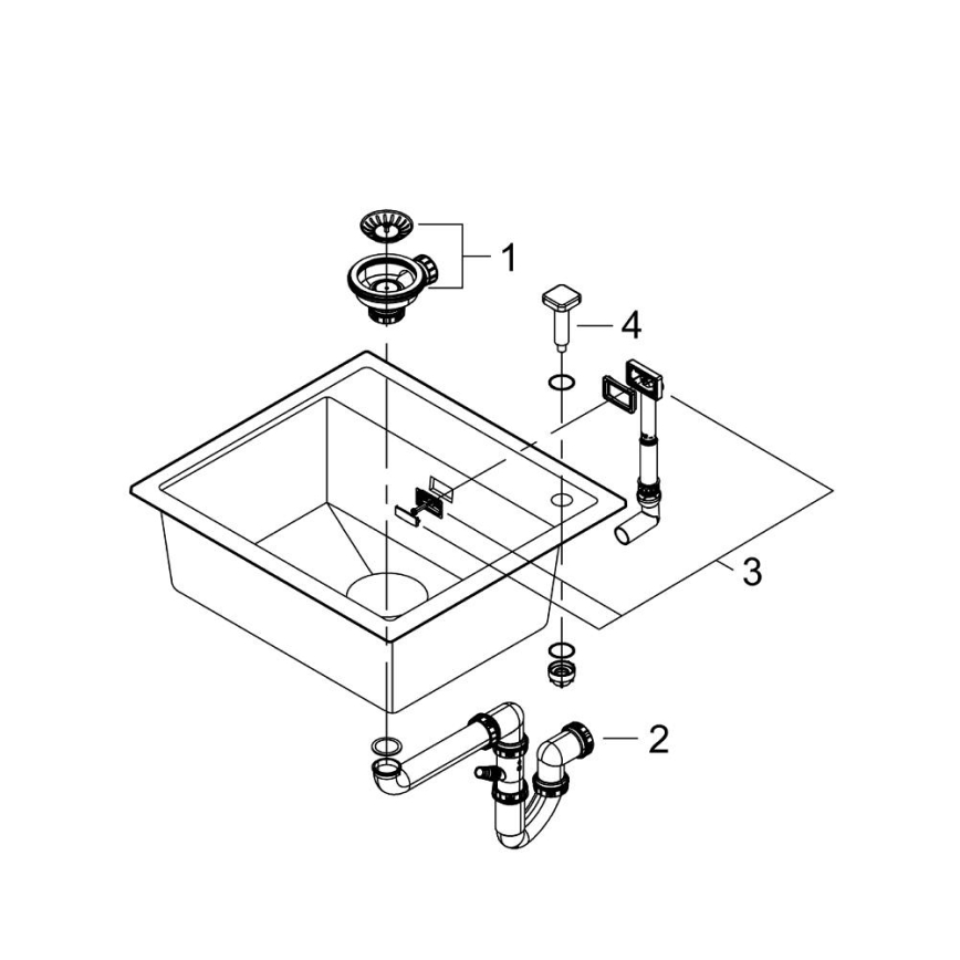 GROHE 31651AP0 - Кухненска гранитна мивка K700 560 × 510 mm, черна