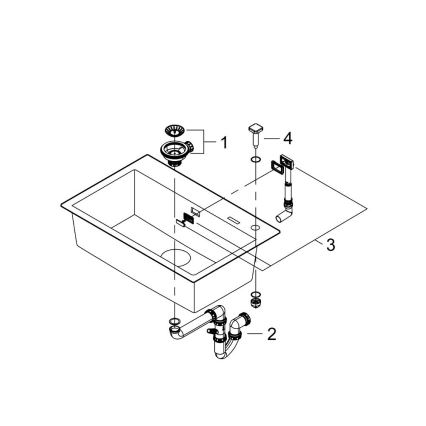 GROHE 31652AP0 - Композитна мивка K700 780 × 510 мм черна