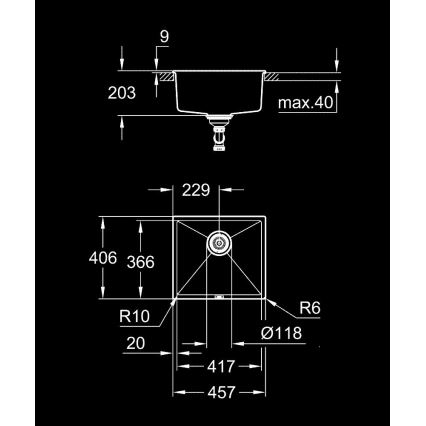 GROHE 31653AP0 - Мивка K700U 457 × 406 mm камен/черен