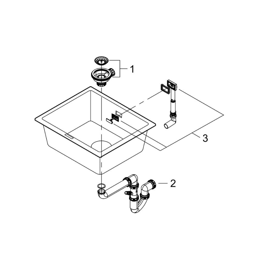 GROHE 31654AP0 - Мивка K700U 533 × 457 мм черен гранит/черен