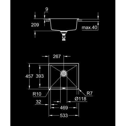 GROHE 31654AP0 - Композитна мивка K700U 533 × 457 mm черна