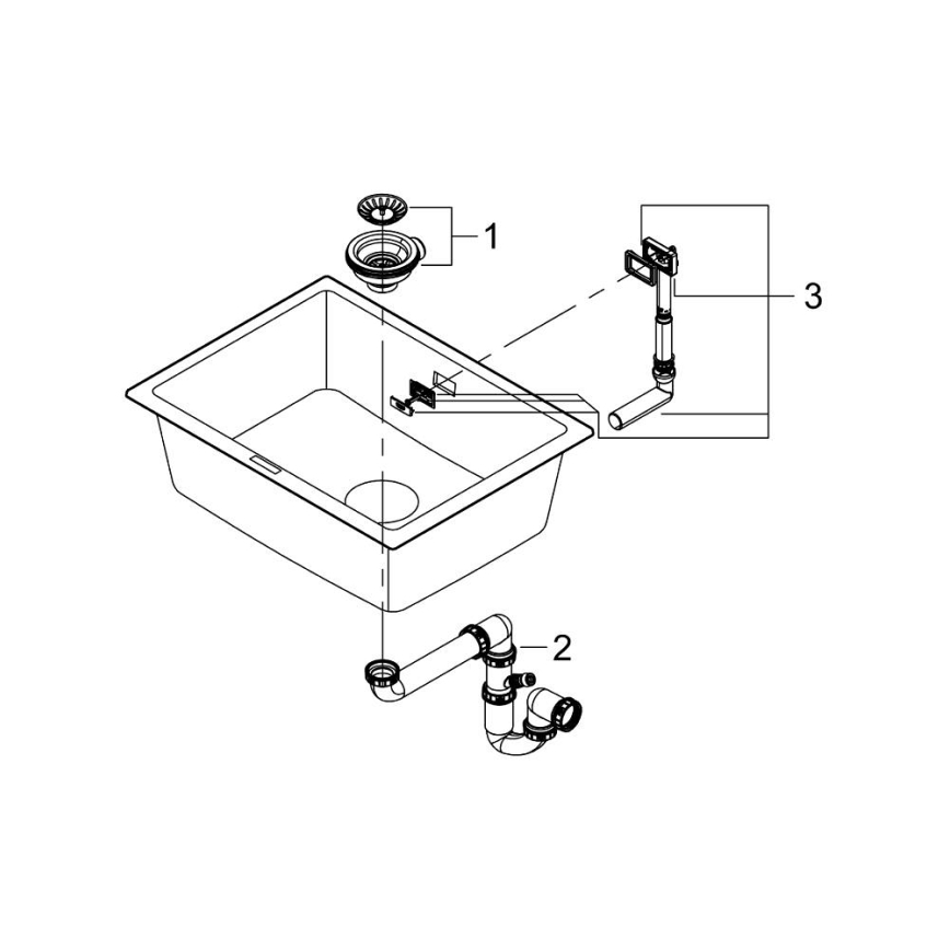 GROHE 31655AP0 - Композитна мивка K700U 610 × 460 мм черна