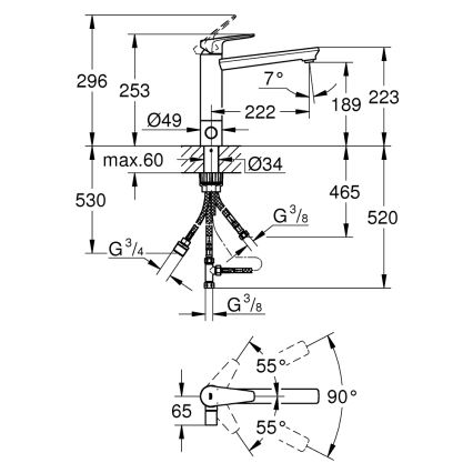 GROHE 31696000 - смесител за кухненска мивка BAUEDGE, гланцов хром