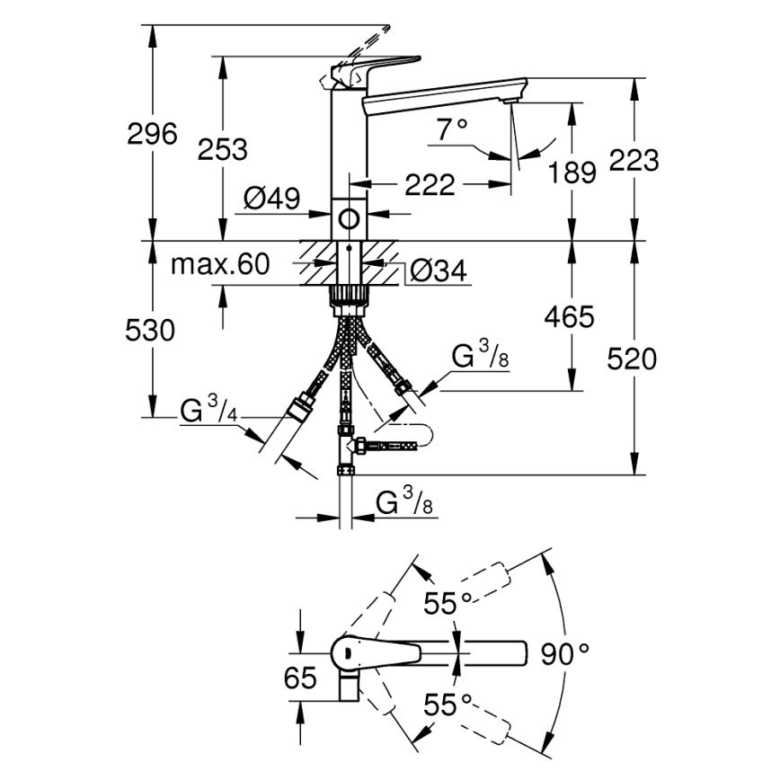 GROHE 31696000 - Кухненски смесител BAUEDGE, лъскав хром