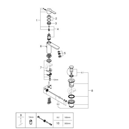 GROHE 32109GL1 - Смесител за умивалник LINEARE, размер XS, златно покритие