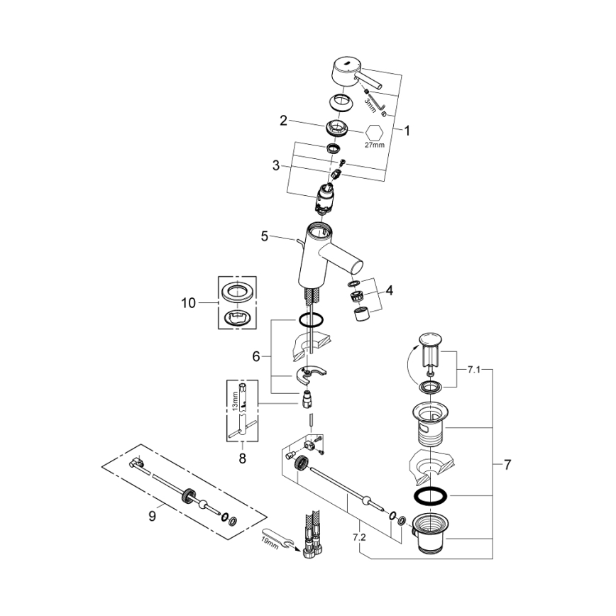 GROHE 32204001 - Смесител за умивалник CONCETTO DN 15 хром гланц