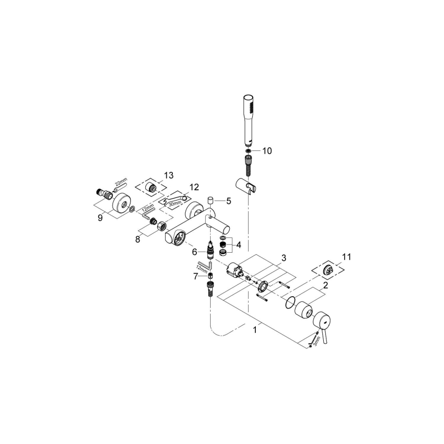 GROHE 32212001 - Комплект за вана със смесител CONCETTO гланцов хром
