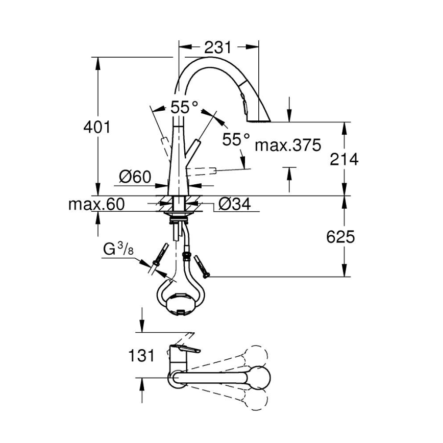 GROHE 32294002 - Смесител за мивка ZEDRA 401 мм, лъскав хром