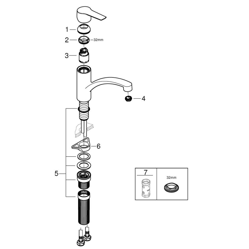 GROHE 324412432 - Смесител за мивка START 184 мм, черен