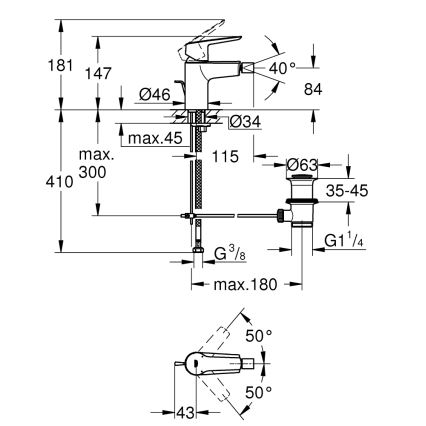 GROHE 325602432 - Смесител за биде START, размер S, черен