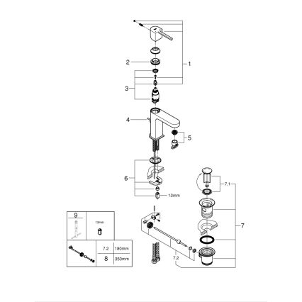 GROHE 32612003 - Смесител за умивалник PLUS, размер S, лъскав хром