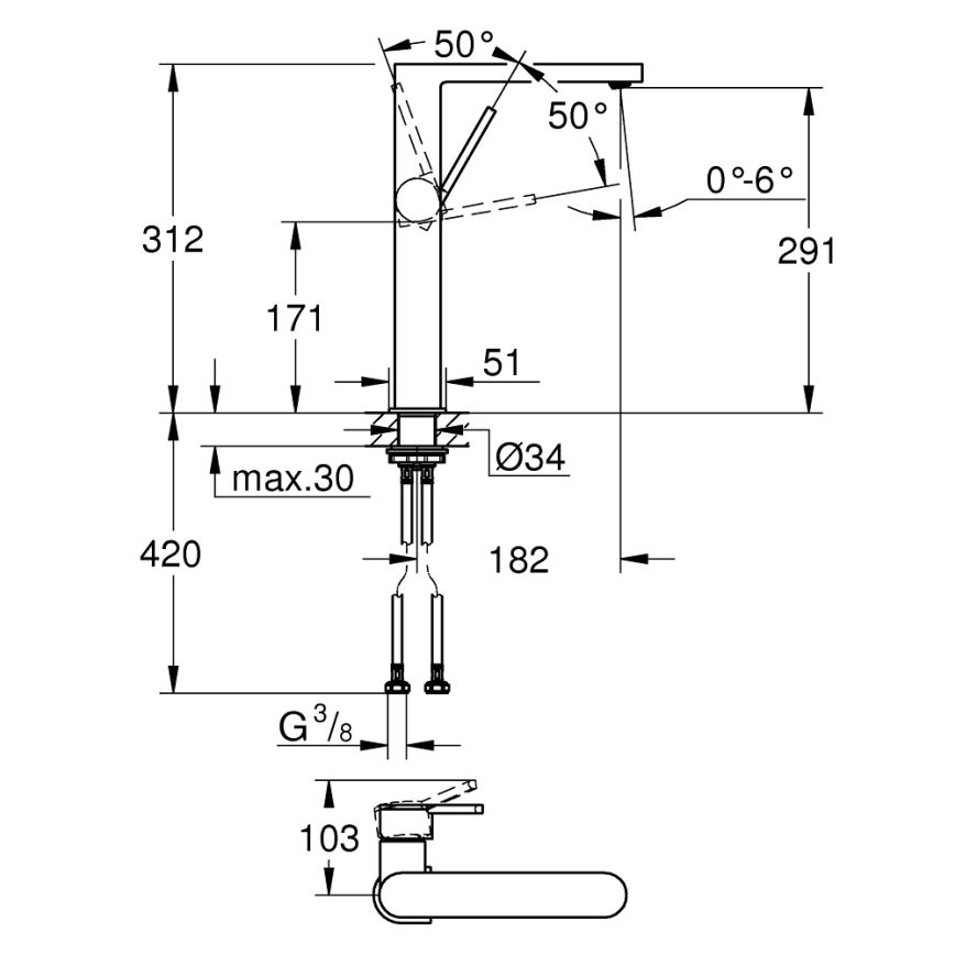 GROHE 32618003 - Смесител за умивалник PLUS XL, лъскав хром
