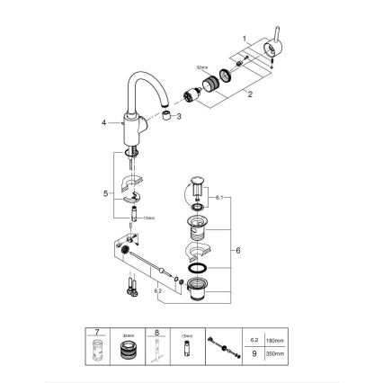 GROHE 32629002 - Смесител за умивалник CONCETTO размер L лъскав хром