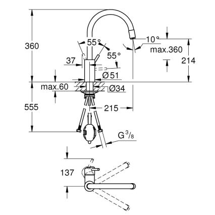 GROHE 32663003 - Кухненски смесител CONCETTO 360 мм лъскав хром