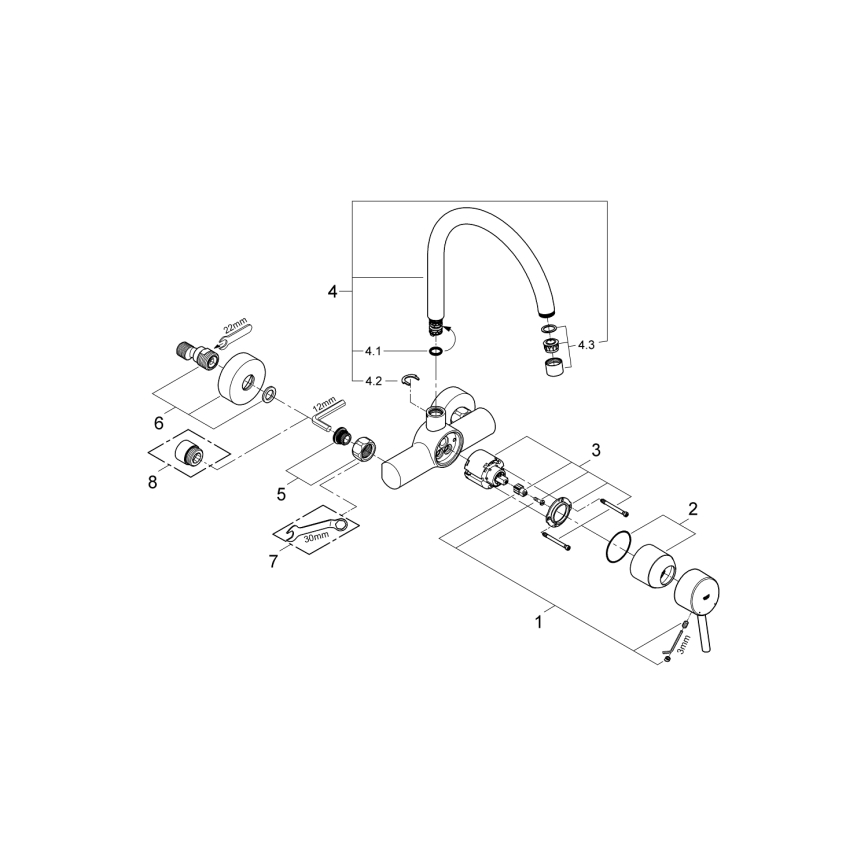 GROHE 32667001 - Кухненски смесител CONCETTO 280 мм, полиран хром