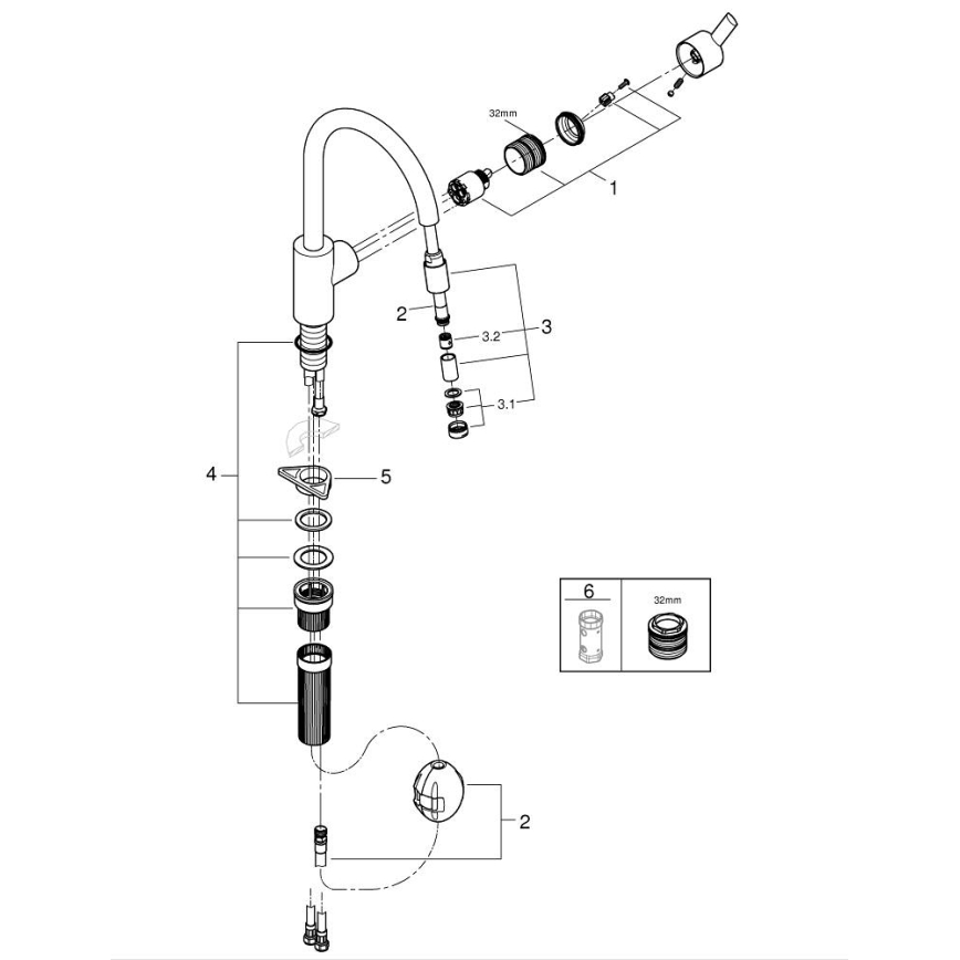 GROHE 32671002 - Смесител за кухненска мивка FEEL блестящ хром