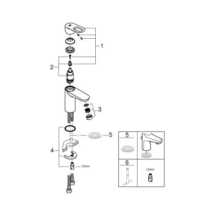 GROHE 32854000 - Смесител за мивка BAULOOP, полирано хромирано покритие
