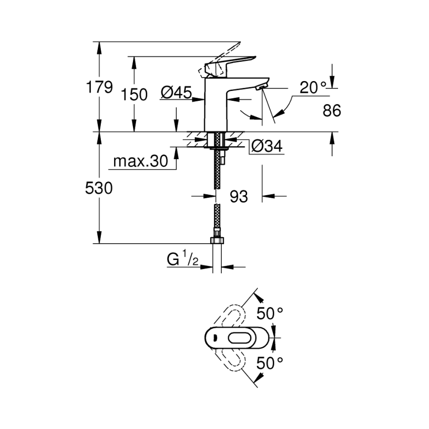 GROHE 32854000 - Смесител за мивка BAULOOP, полирано хромирано покритие