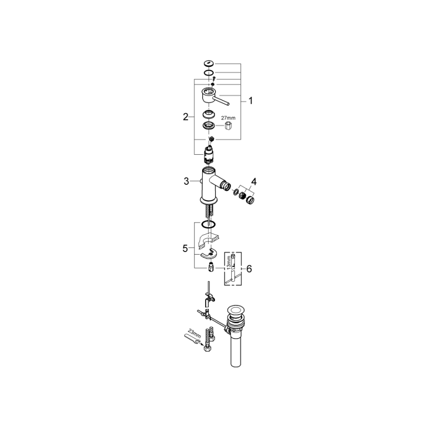 GROHE 32864000 - Смесител за биде BAUCLASSIC, полирано хромово покритие