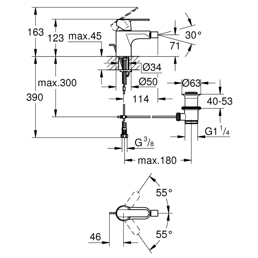 GROHE 32885000 - Смесител за биде GET DN 15, лъскав хром