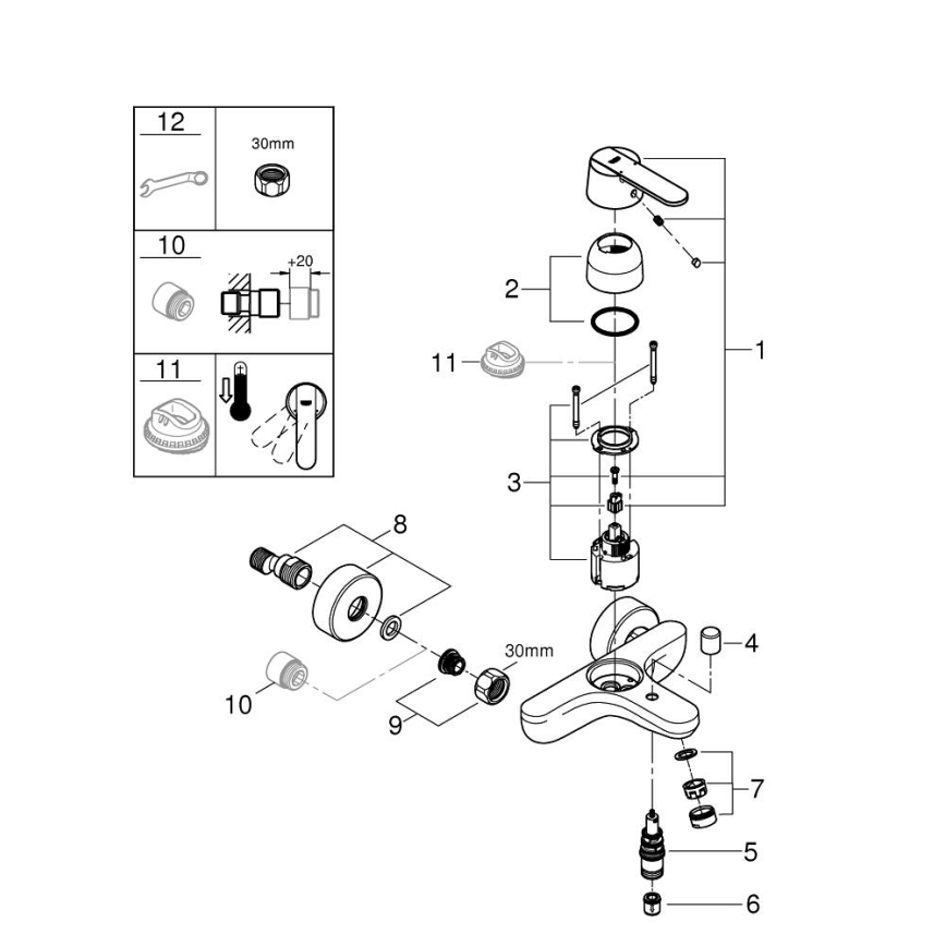GROHE 32887000 - Смесител за вана GET DN 15, гланцов хром