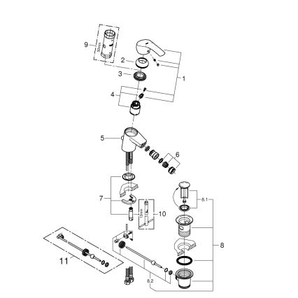 GROHE 32929002 - Смесител за биде EUROSMART, размер S, лъскав хром
