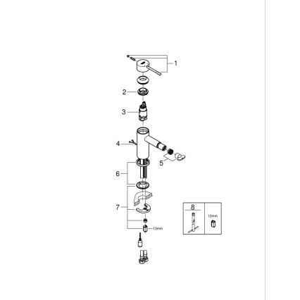 GROHE 32934001 - Смесител за биде ESSENCE DN 15, полирано хромово покритие