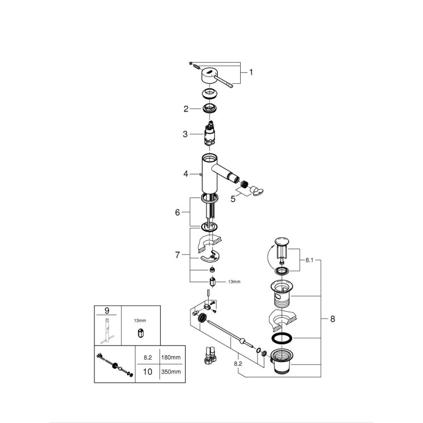 GROHE 32935DL1 - Меден смесител за биде ESSENCE, размер S