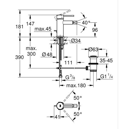 GROHE 32935DL1 - Меден смесител за биде ESSENCE, размер S