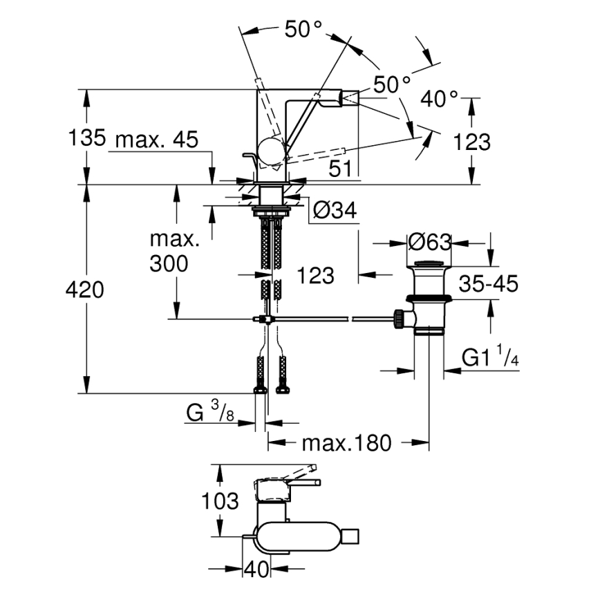 GROHE 33241003 - Смесител за биде PLUS, лъскав хром