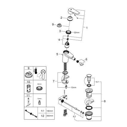 GROHE 33244002 - Смесител за биде EURODISC COSMOPOLITAN DN 15, хром гланц