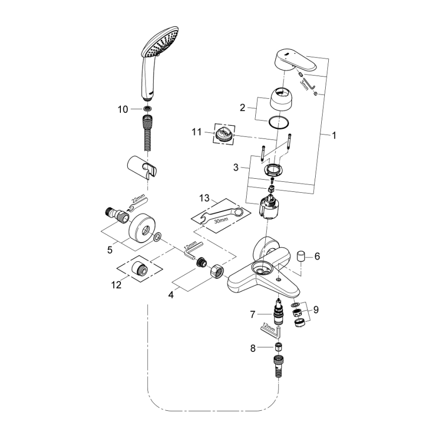 GROHE 33395002 - Смесител за вана EURODISC COSMOPOLITAN, полирано хромово покритие