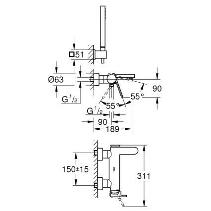 GROHE 33547003 - Комплект за вана с смесител PLUS, лъскав хром