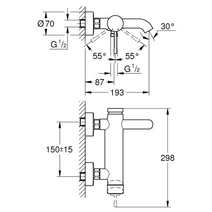 GROHE 33624DL1 - Смесител за вана ESSENCE 193 мм, четкан меден