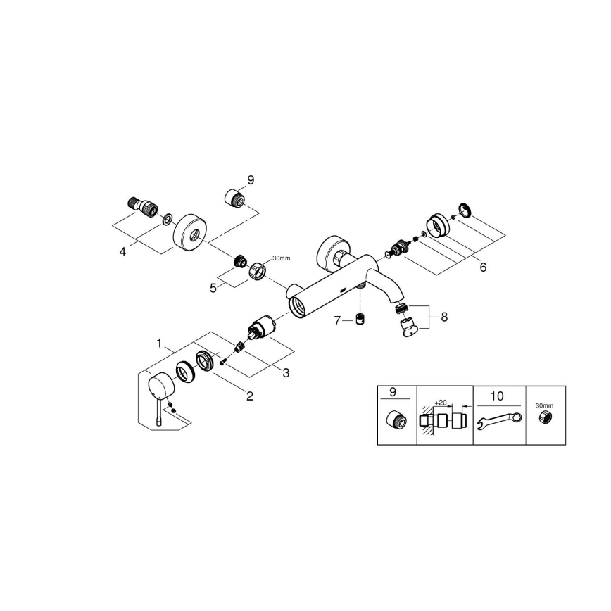GROHE 33624GN1 - Смесител за вана ESSENCE 193 мм, сатенено злато