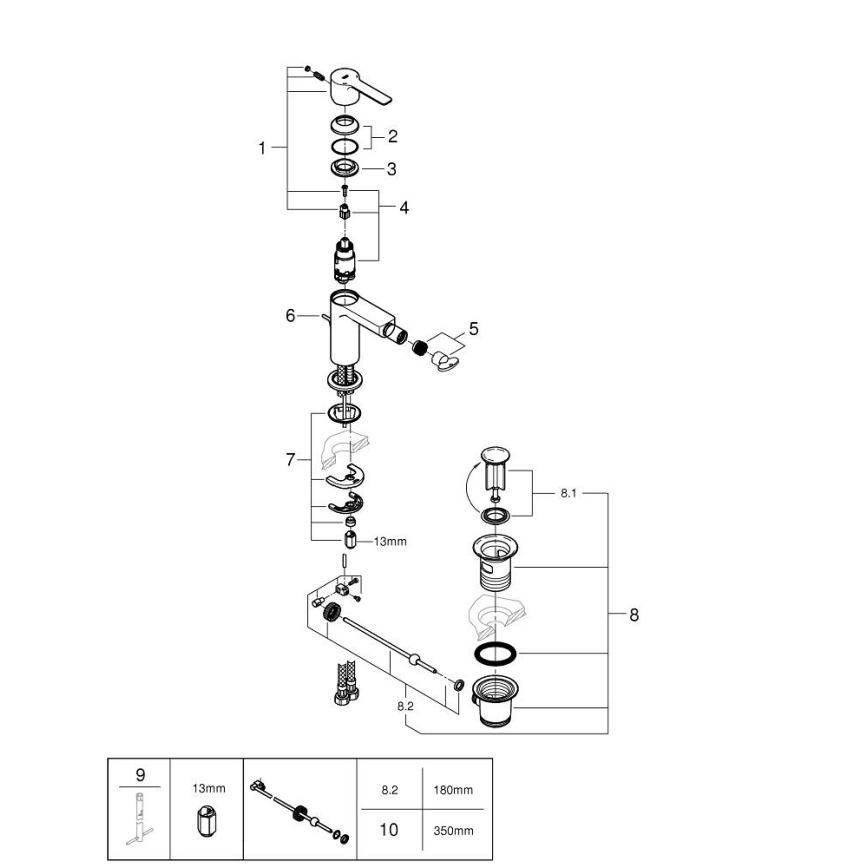 GROHE 33848001 - Смесител за биде LINEARE DN 15, лъскав хром