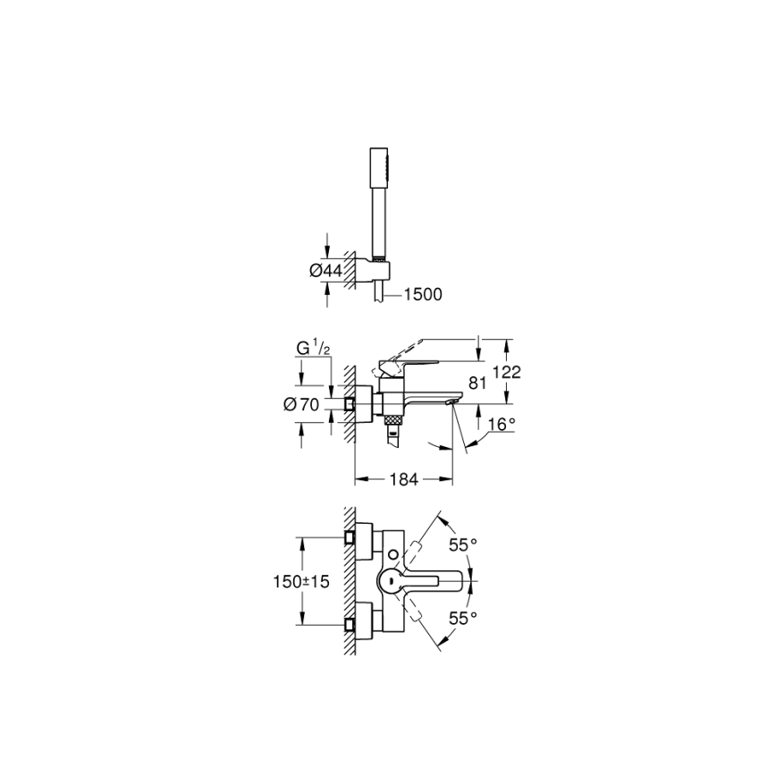 GROHE 33850001 - Смесител за вана LINEARE DN 15, хром с висок гланц
