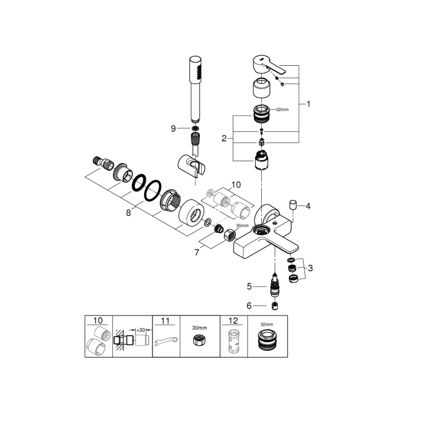 GROHE 33850001 - Смесител за вана LINEARE DN 15, полирано хромово покритие