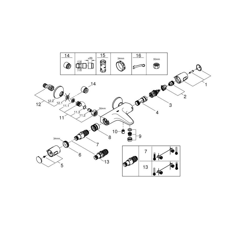 GROHE 34227002 - Термостатичен ванен смесител PRECISION TREND DN 15, лъскав хром