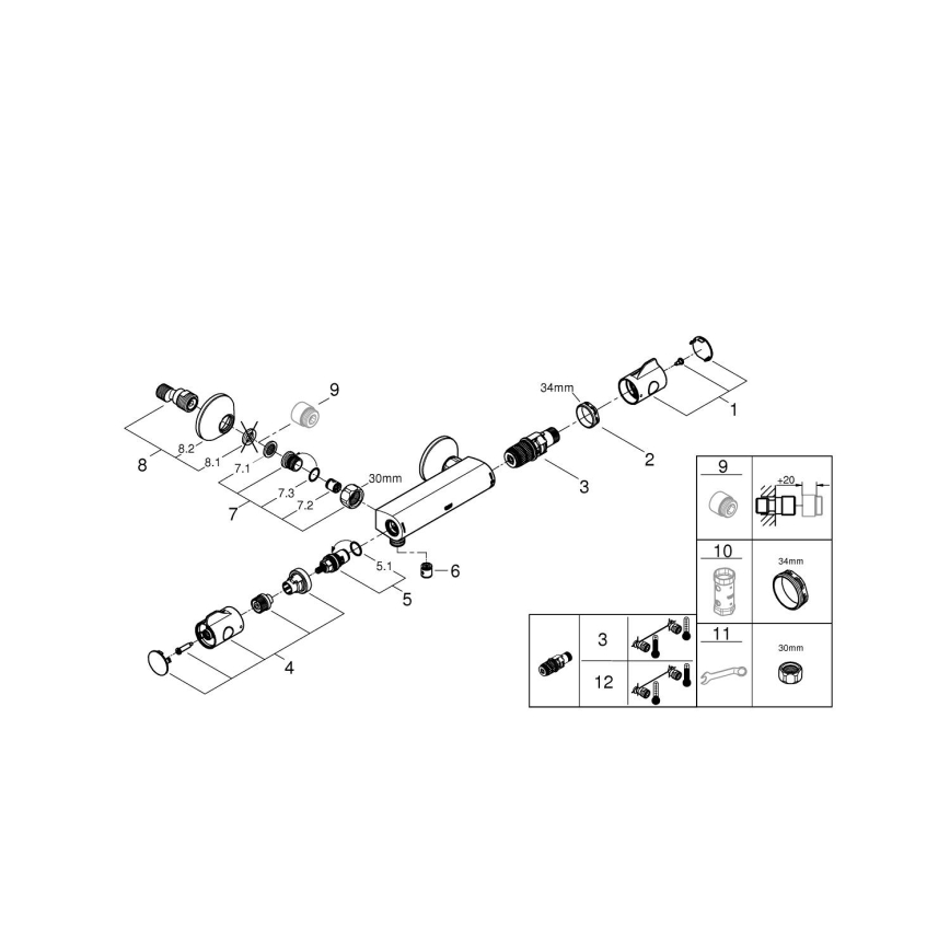 GROHE 34558000 - Термостатен душ смесител GROHTHERM 800 DN 15, блестящ хром