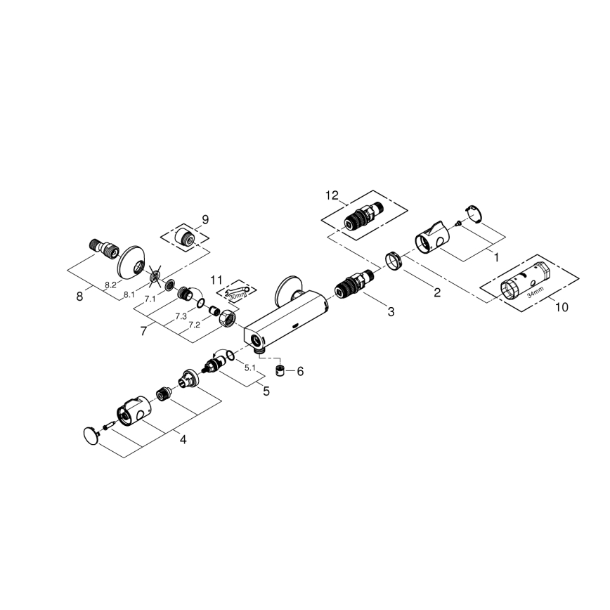 GROHE 34558000 - Термостатен душ смесител GROHTHERM 800 DN 15 с полирано хромово покритие