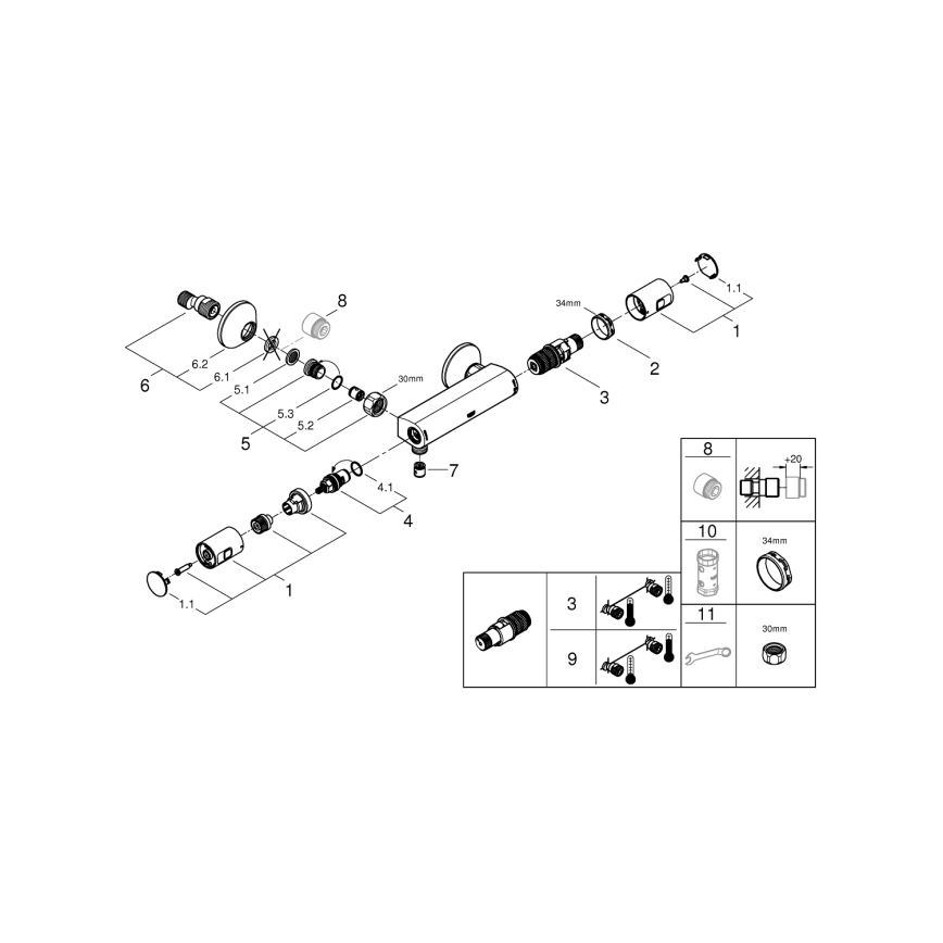 GROHE 345942430 - Термостатен смесител за душ PRECISION START DN 15 черен