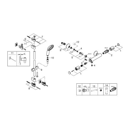 GROHE 34800001 - Душ комплект с термостатен смесител PRECISION FLOW 600 мм лъскав хром
