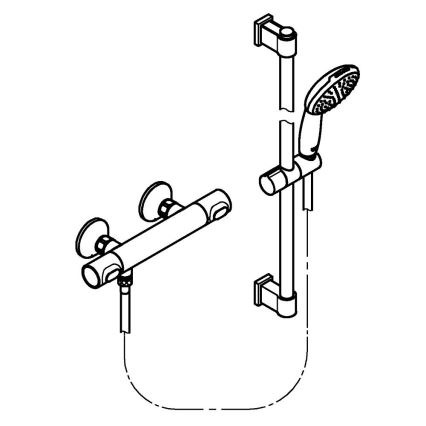 GROHE 34800001 - Душ комплект с термостатен смесител PRECISION FLOW 600 мм лъскав хром