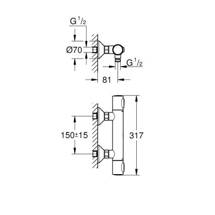 GROHE 34840000 - Термостатен душ смесител PRECISION DN 15 лъскав хром