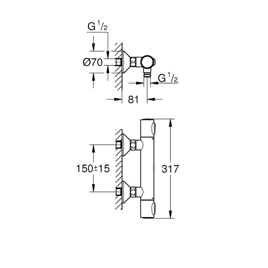 GROHE 34840000 - Термостатен душ смесител PRECISION DN 15 с полирано хромово покритие