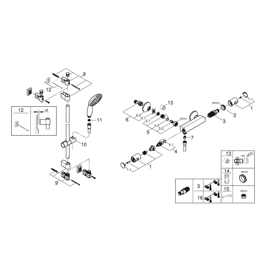 GROHE 34854001 - Термостатен душ смесител PRECISION START 900 мм хром